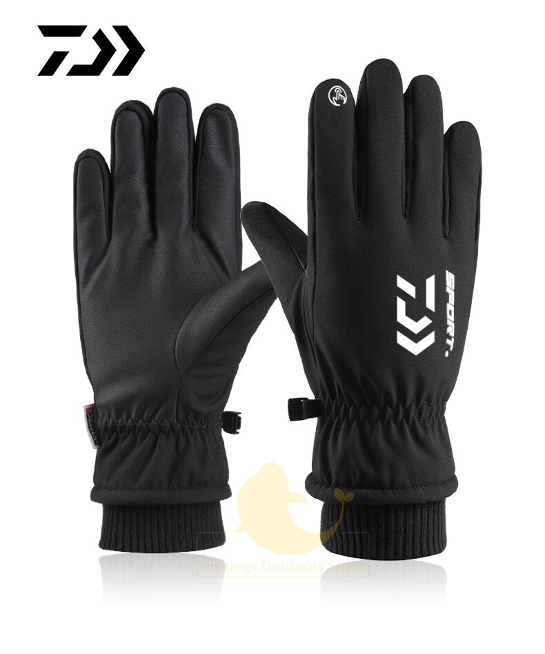 Shimano-guantes cálidos de ciclismo para hombre, manoplas de invierno para deportes al aire libre, esquí, pesca, pantalla táctil, antideslizantes, resistentes al viento e impermeables, novedad: Negro