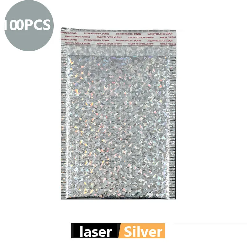 100 rose-patterned bubble mailers, bags for shipping bags, bubble envelopes, padded packaging, waterproof packaging bags, thickened shipping bags: 13*15cm / White