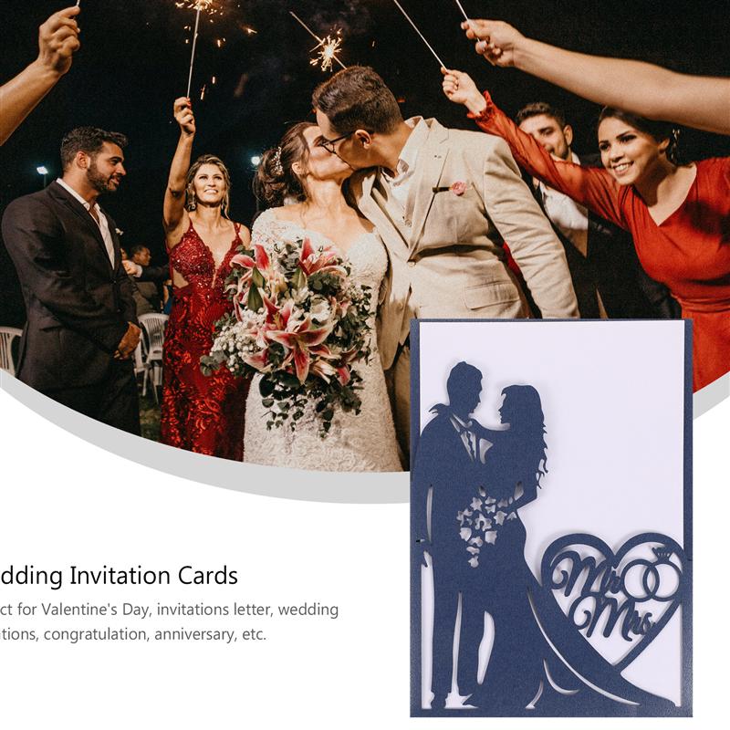 10pcs Wedding Invitations Bride Groom Lovely Paper Invitations Cards