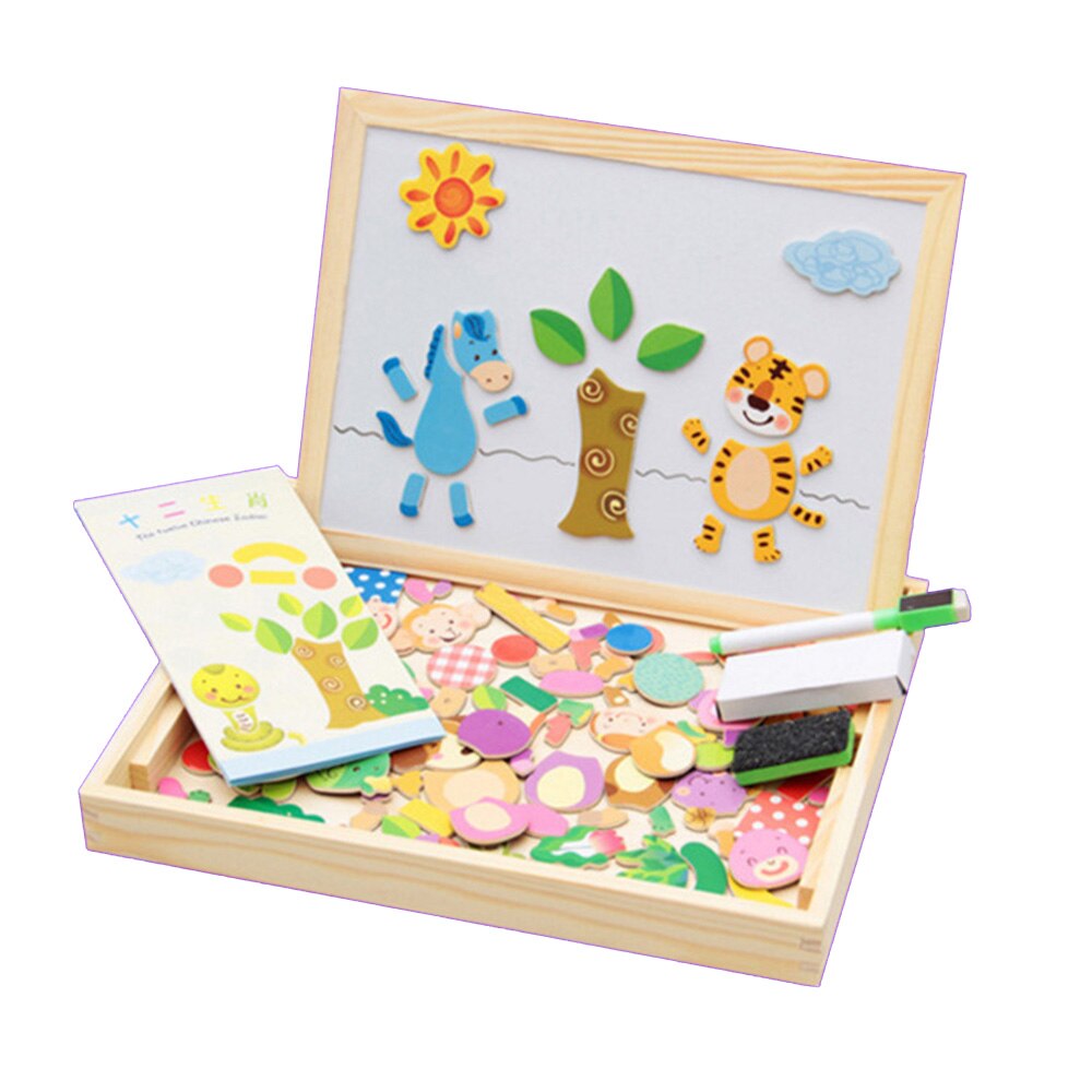 Educatief Speelgoed 3D Puzzel Speelgoed Puzzels Voor Kinderen Houten Puzzel Multifunctionele Magnetische Tekentafel Baby Houten Speelgoed: WJ3437A