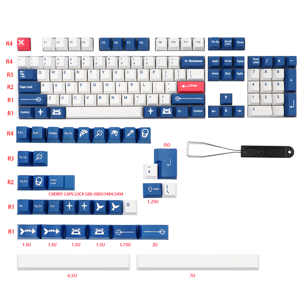 RAMA a Shrimp pbt Keycap Cherry Profile For dz60/gk61/68/75/84/980/104 Corsair STRAFE K65 K70 Logitech G710+ 7 u Space Key Cap: English RAMA Keycap