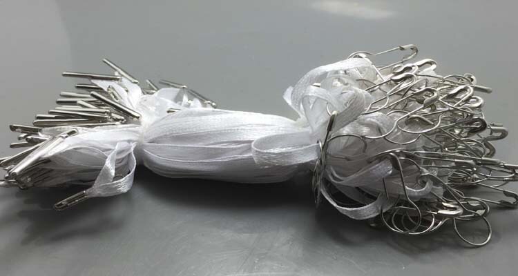 500Pcs 10Cm Polyester Draad Lint Line Loop Lock Voor Kleding Katoen Tag Label Hanger Metalen Pin Gesp Kledingstukken fastener: white