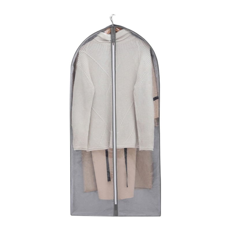 1pc Hängende Kleidung Lagerung Tasche Staub-nachweisen Abdeckung für Mäntel Hemden zur Seite fahren Anzug Lagerung Organizer Kleiderschrank Abdeckungen für kleidung: grau / 60X10X100cm