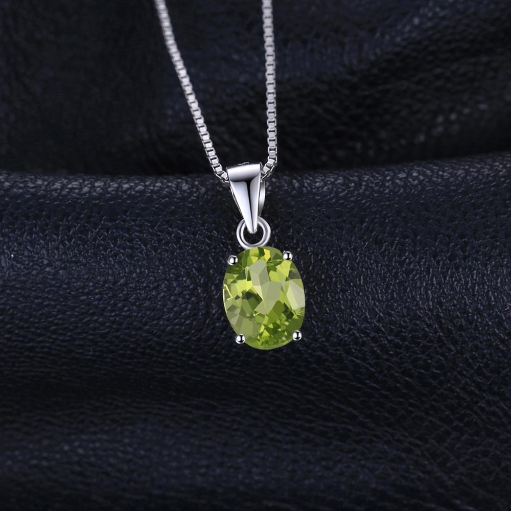 Natural Peridot Pendant Necklace 925 Sterling Silver Gemstones Choker Statement Necklace Women silver 925 Jewelry Without Chain