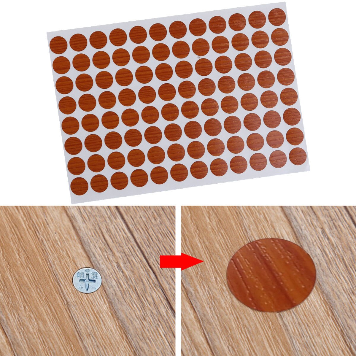 Cache-trou de vis étanche antidérapant, autocollants décoratifs (01) de 15mm, 96 pièces/feuille