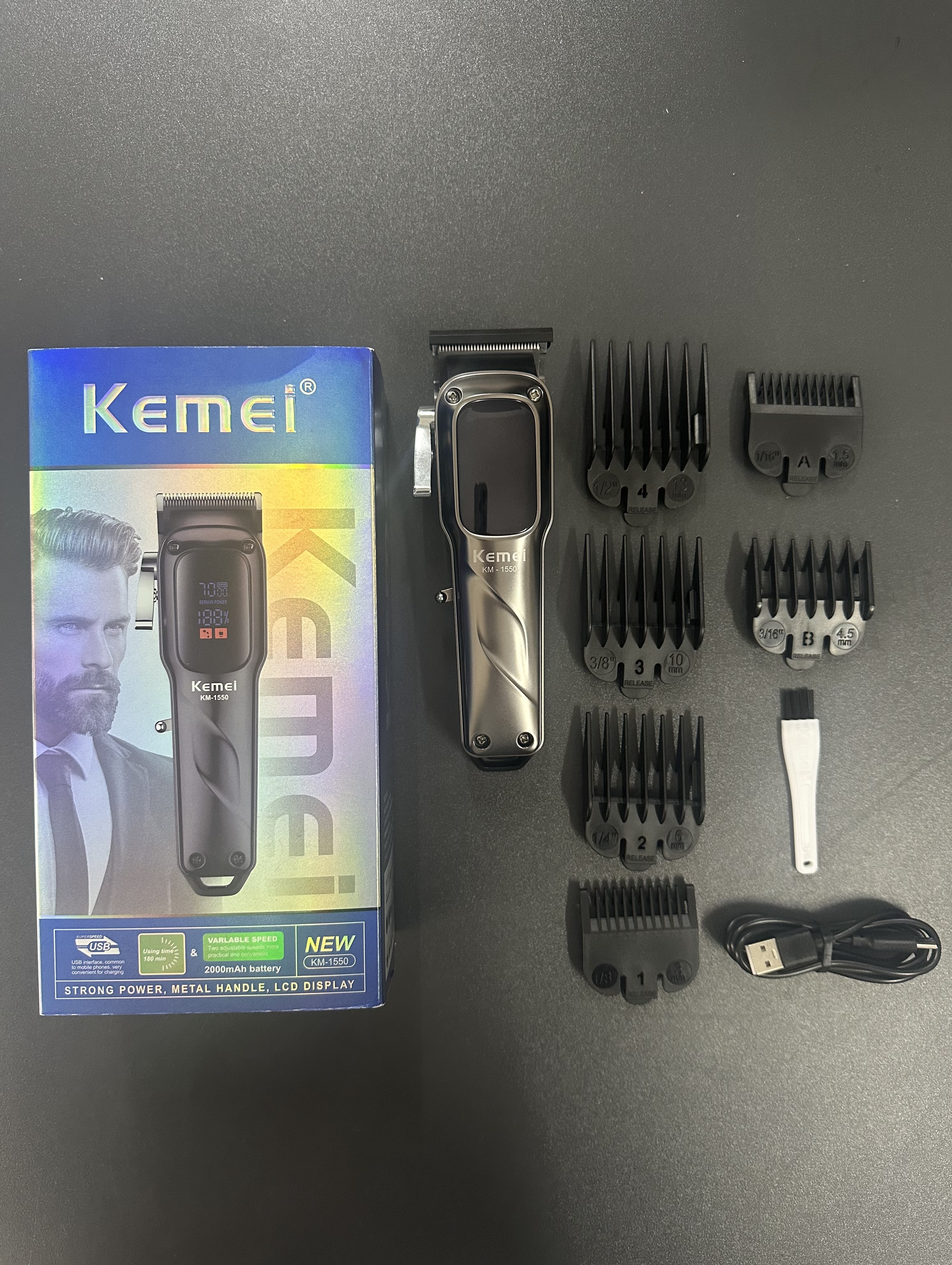 KEMEI km-1550 Hair Clippers Trimmer Rechargeable Electric Hair Clippers Trimmer for Commercial Clippers