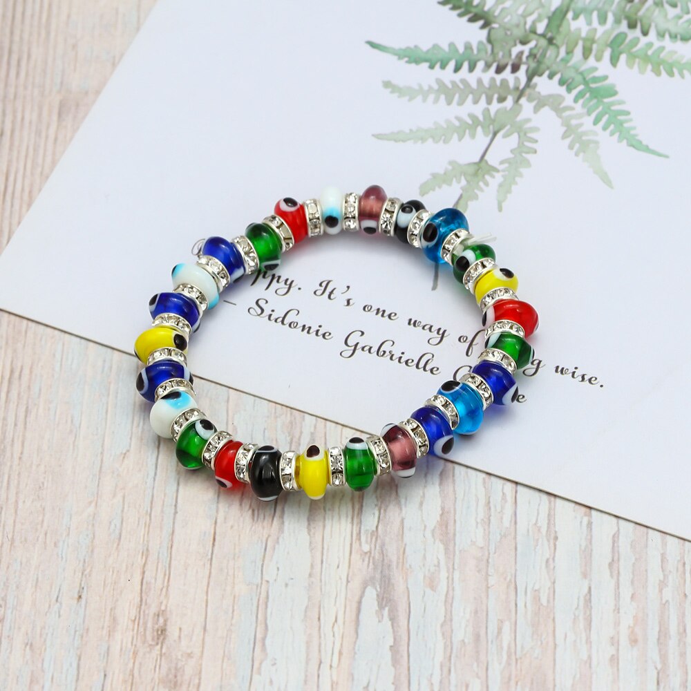 Lucky Eye Multi Color Glass Turkish Evil Eye Beads Bracelet Adjustable Chain Bracelet for Women Female Jewelry BE61