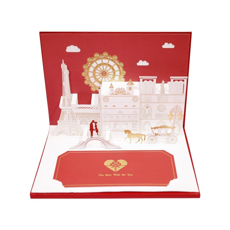 3d pop-up kort bryllupskort til kone mand lykønskningskort postkort kort med kuvert klistermærker valentinsdag forsyninger