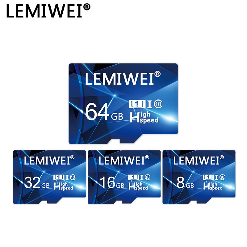 Lemiwei Mini TF Card 16GB 8GB Class 10 High Speed 64GB 32GB U1 Blue Card For Smartphone Memory Card