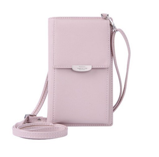 Women Casual Wallet Brand Cell Phone Wallet Big Card Holders Wallet Handbag Purse Clutch Messenger Shoulder Straps Bag: Pink
