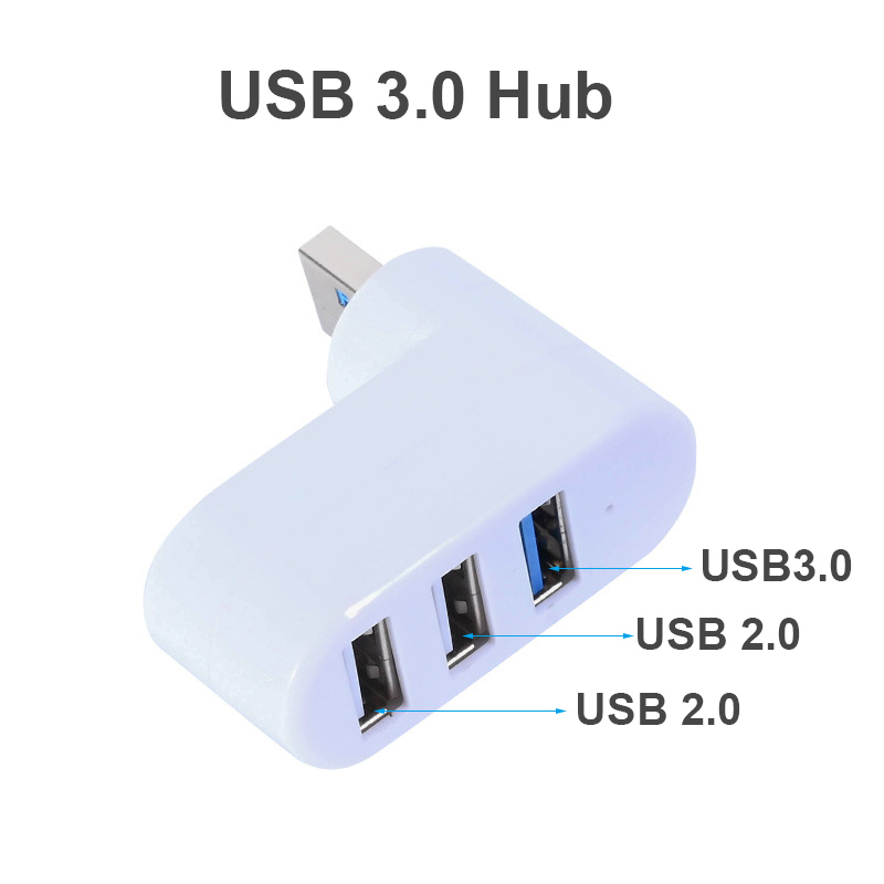 HUB USB 2.0 OULLX 180 ° Przedłużacz adaptera obrotowego Mini rozdzielacz 1 do 3 portów Szybkie USB 2.0 do komputera PC Laptop: WHITE