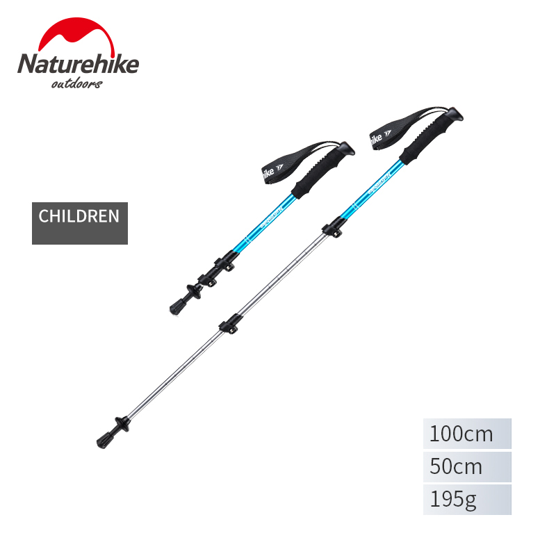 Naturehike ultralett trekking foldestang aluminiumslegering alpenstocks vandring pinner camping familie alpenstocks menn gutt: låve blå
