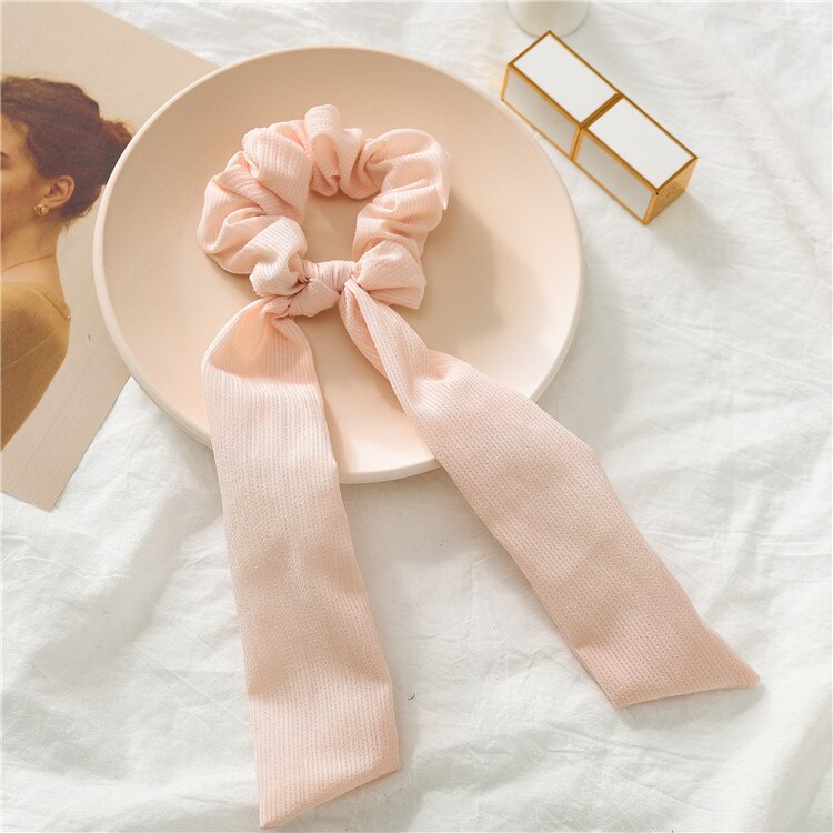 pañuelos para el pelo scrunchies diademas Coletero de seda Simple para mujer, cinta elástica suave, banda de goma para el pelo, accesorios para el cabello para niña lazos pelo niña gomas adornos trabas pelo mujer niña: korean pink 28cm