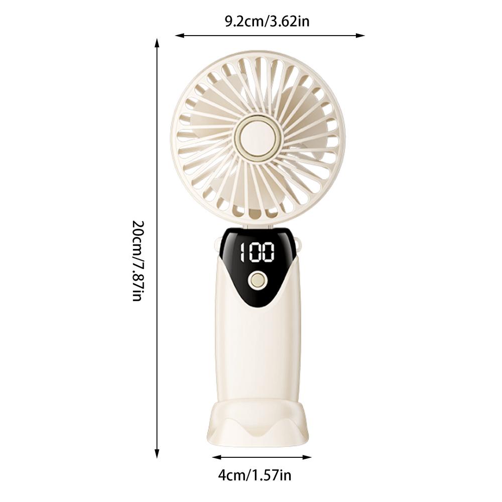 Folding USB Fan USB Charging Mini Cooling Fan Handheld Fast Cooling Outdoor Fan Foldable Cooler with LED Display for Camping Car: WHITE