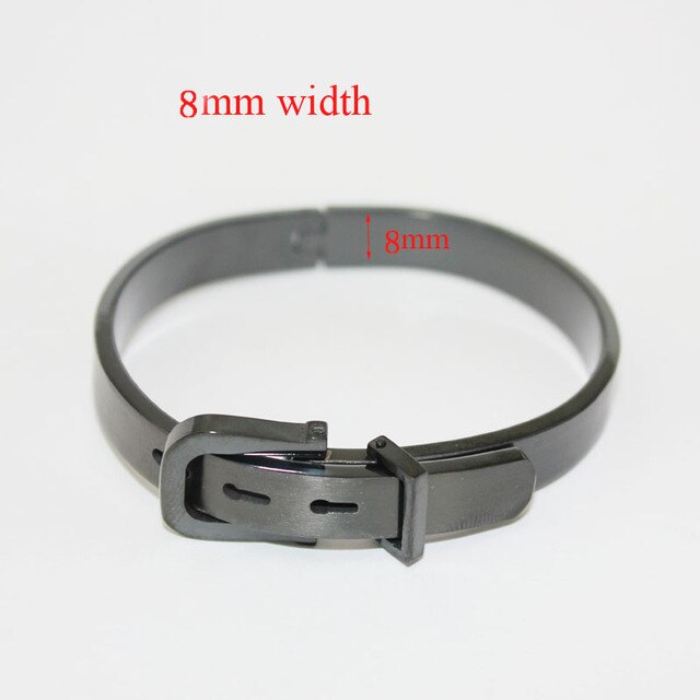 Riem Gesp Armband Femme 4 Kleuren Rvs Punk Verstelbare Manchet Armbanden Bangles Lady Sieraden: 8 mm black