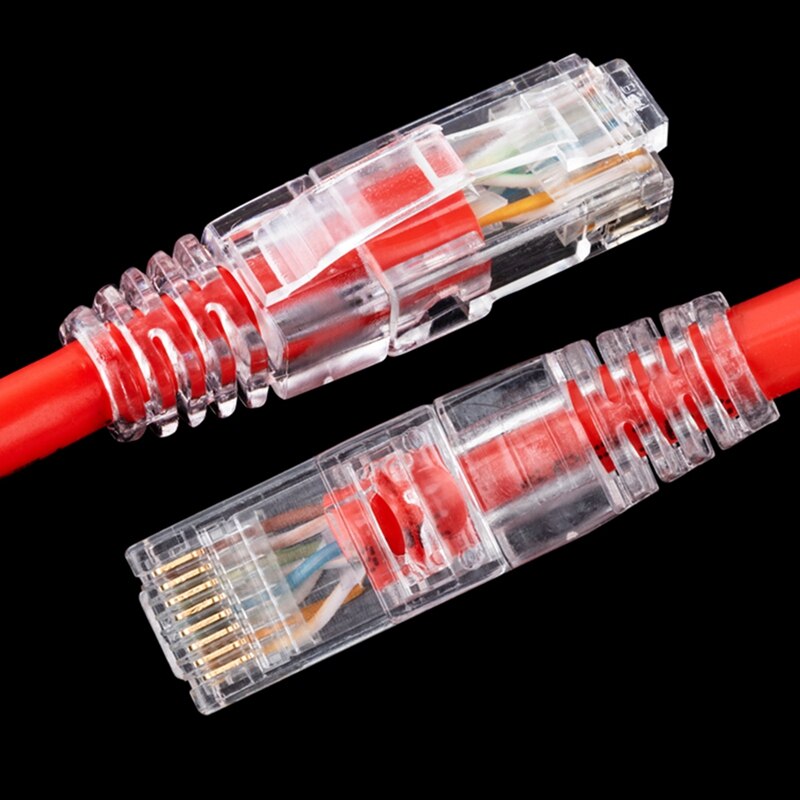 100 stück cat 6 rj45 -stecker utp-kabel ethernet-buchse 8 p 8c netzwerk cat 6 modularstecker mit 6.5mm rj45 kappen