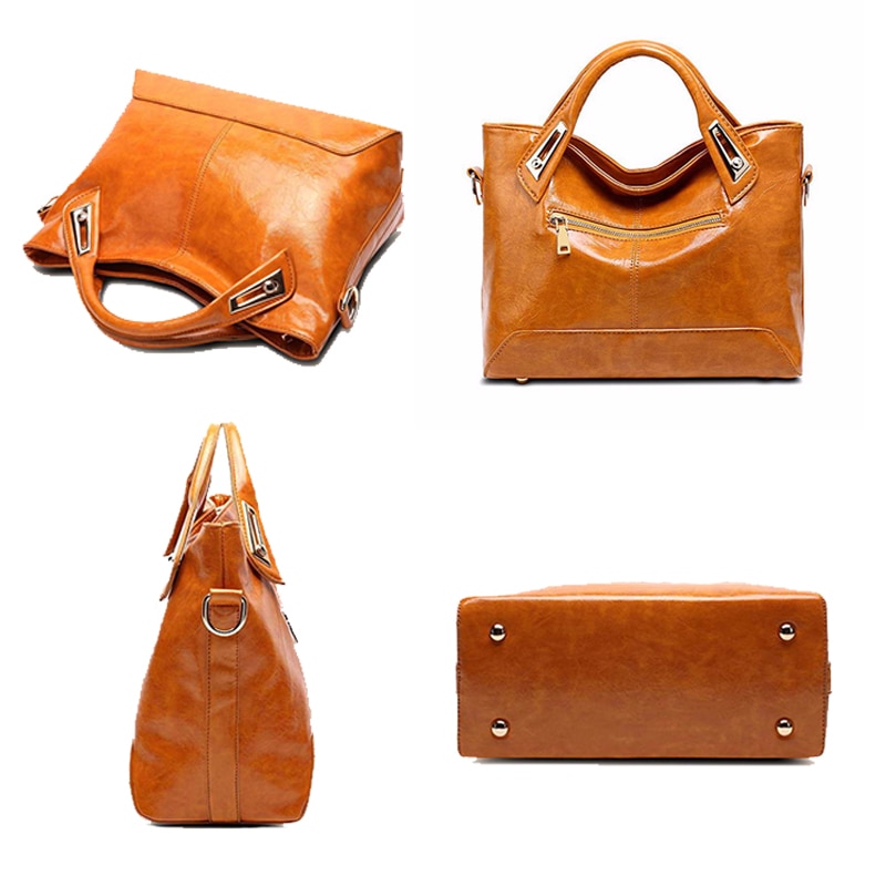 Women Oil Wax Leather Handbags Shoulder Bags Ladies Handbags brand PU leather women bags WLHB1398
