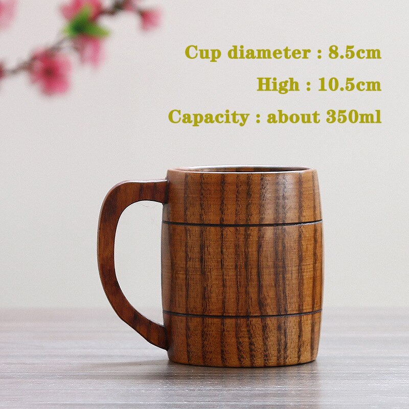 Houten Mok Houten Mokken Massief Hout Log Kleur Houten Kop Primitieve Log Kleur Handgemaakt Natuurlijk Hout Koffie Thee Bier Sap Melk Mok #3 (grote