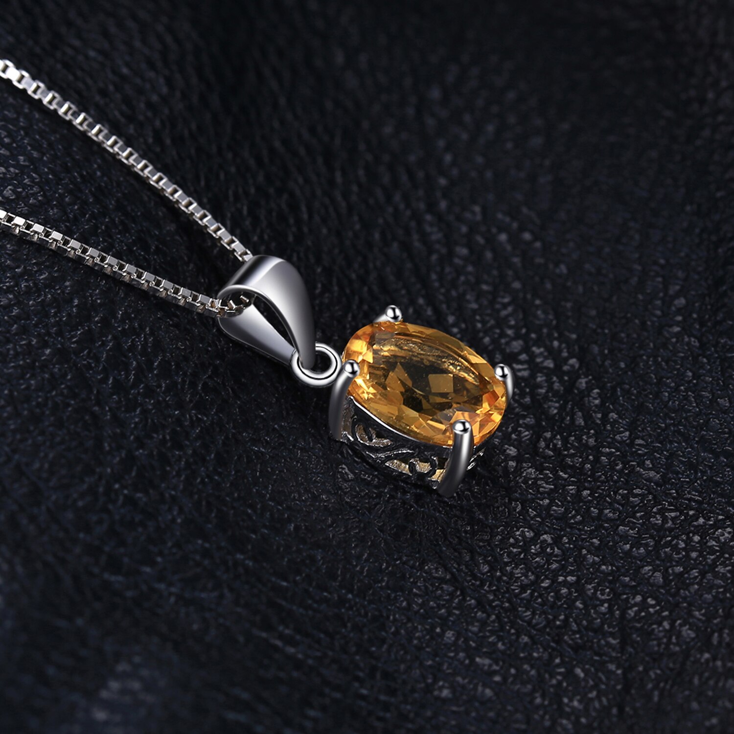 Natural Citrine Pendant Necklace 925 Sterling Silver Gemstones Choker Statement Necklace Women silver 925 Jewelry No Chain