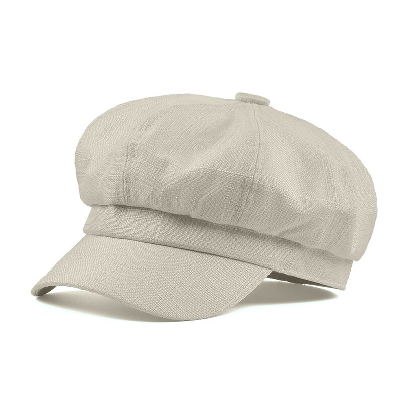 Gorro de algodón estilo británico para hombre, gorra de algodón Ascot, Beckham, color caqui, Estilo Vintage, boina octogonal, primavera y verano: beige