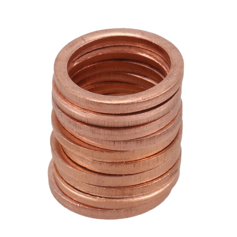 Junta de sello de anillo plano de cobre de 10 Uds. 14mm x 18mm x 2mm