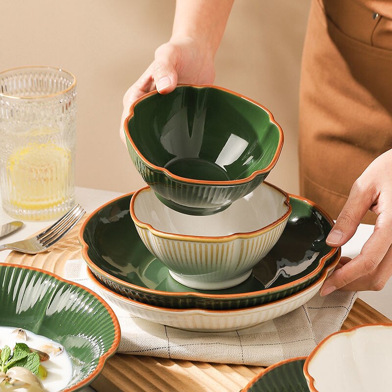 Modern Luxurious Tableware Dish Set Home High Appearance Ceramic Rice Bowl And Soup Bowl Large Fish Plates Dinner Set 1 Pcs