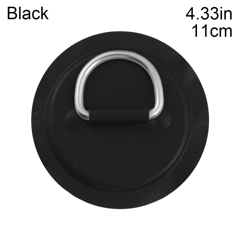 1PC 8cm/11cm Stainless Steel D Ring Pad/Patch With Glue for PVC Inflatable Boat Raft Dinghy Canoe Kayak Surfboard SUP Tie Down: black-11cm