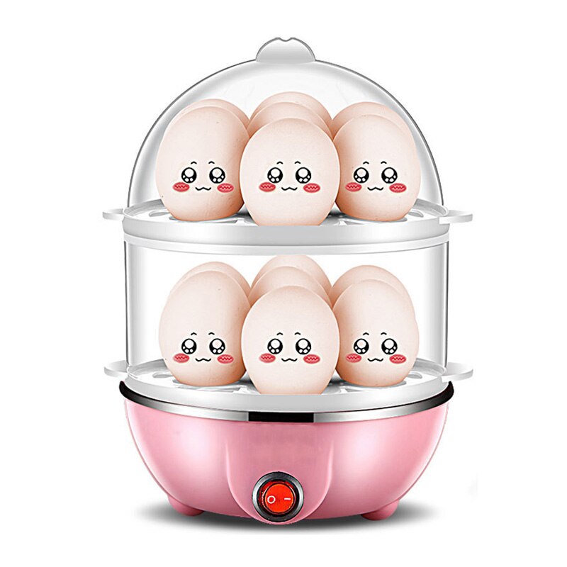 DMWD Multifunction Mini Egg Omelette Pancake Electric Non-Stick Fried Steak Frying Pan Boiled Eggs Boiler Cooker Food Steamer EU: Pink / EU