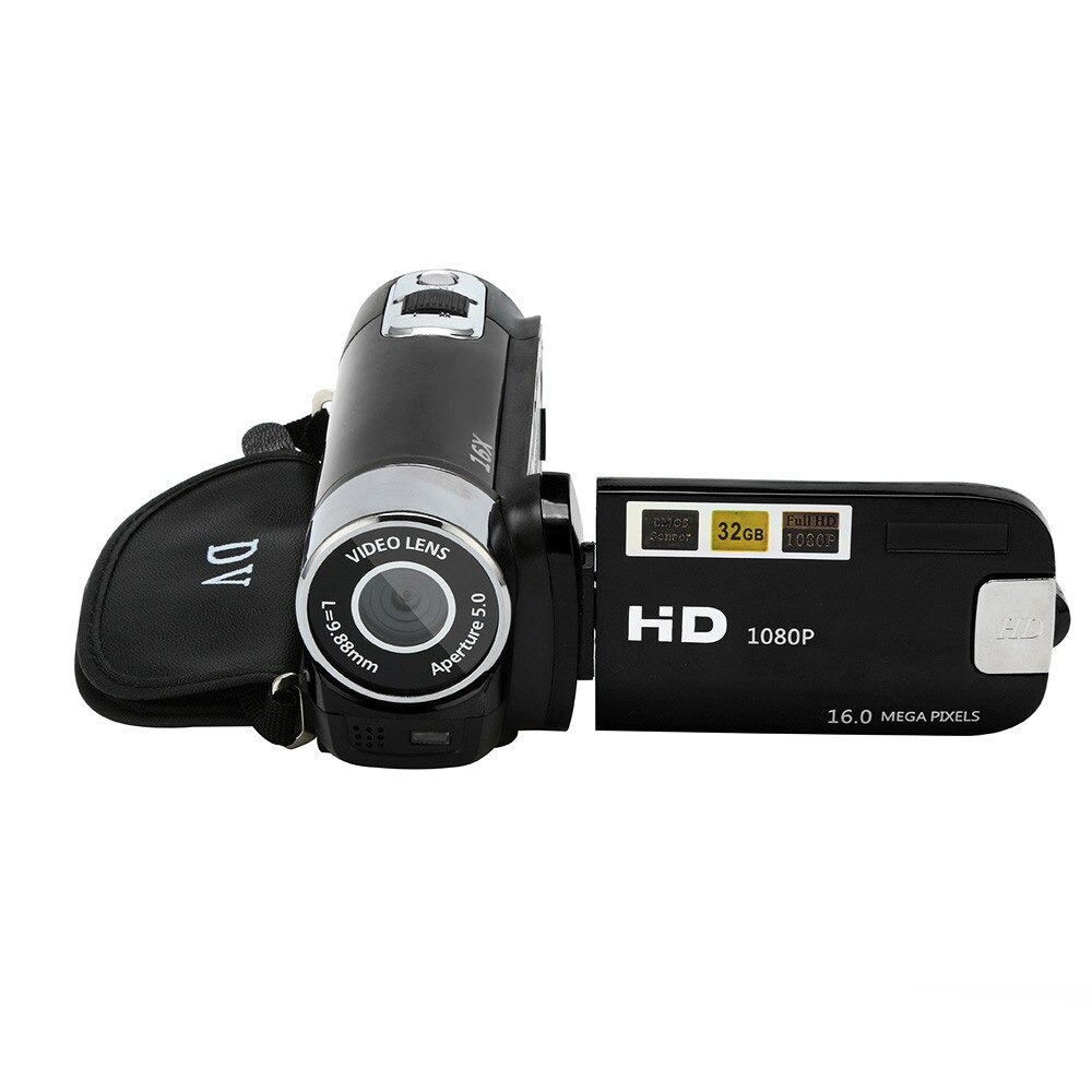 HD Digital Camera Video Camcorder HD Handheld Digital Camera 16X Digital Zoom Video Camera 1080P Appareil Photo Numerique L0607D: Black