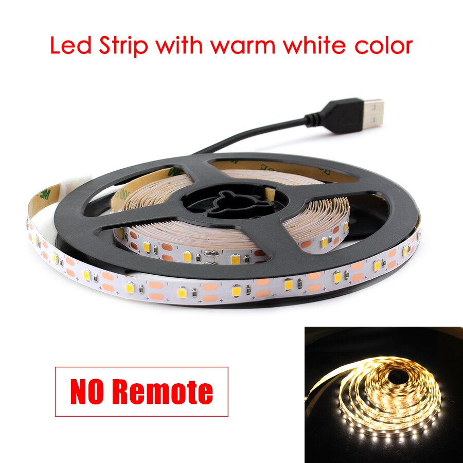 5 V Rgb Led Strip Licht Usb 5 V Pc Tv Backlight 2835 1-5 M 5 V Volt usb Led Strip Rgb Verlichting Lamp Tape Diode Lint Ambilight: Warm White / 1m