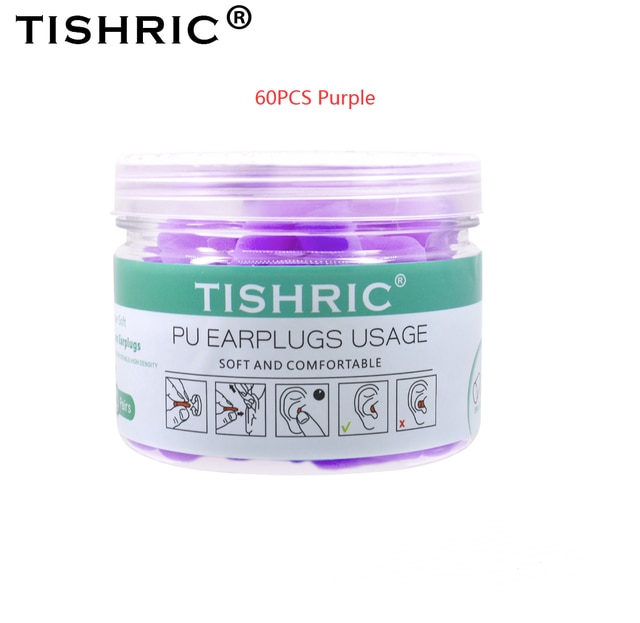 Bouchons d&#39;oreille anti-bruit, protection pour dormir et nager, 120 db, 10/60/160 pièces: 60PCS Purple