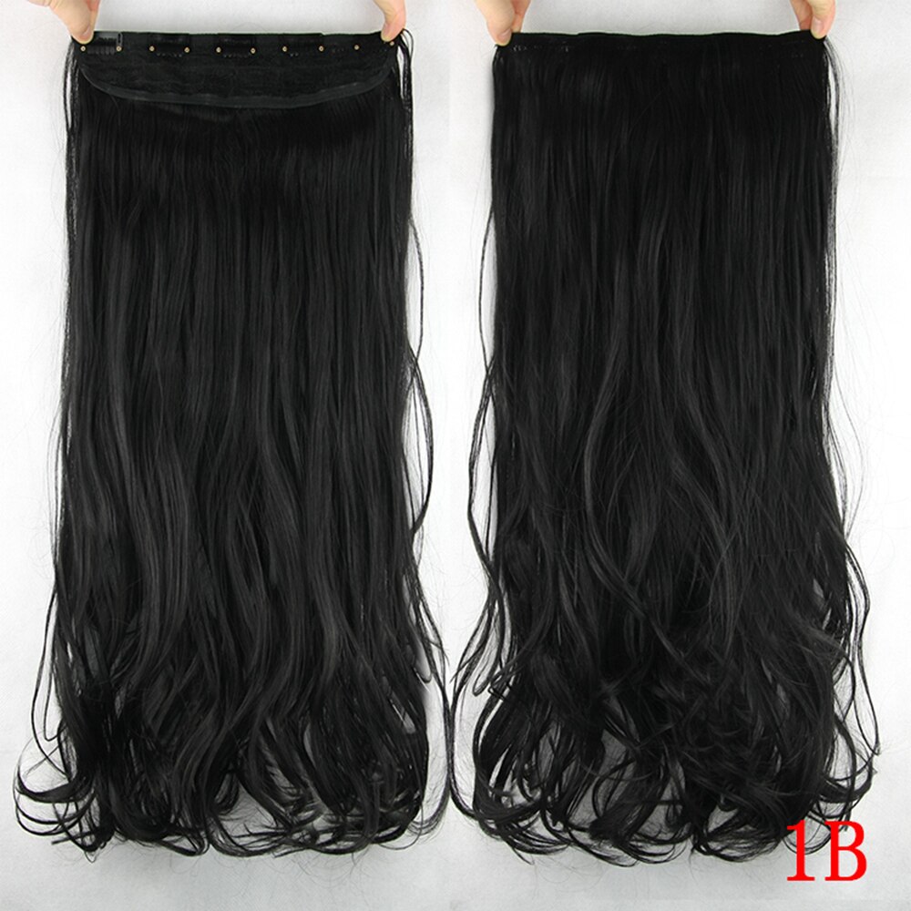 Soowee 60cm Lange Synthetische Haar Clip In Hair Extension Hittebestendige Haarstukje Natuurlijke Golvend Haar Stuk: 1B