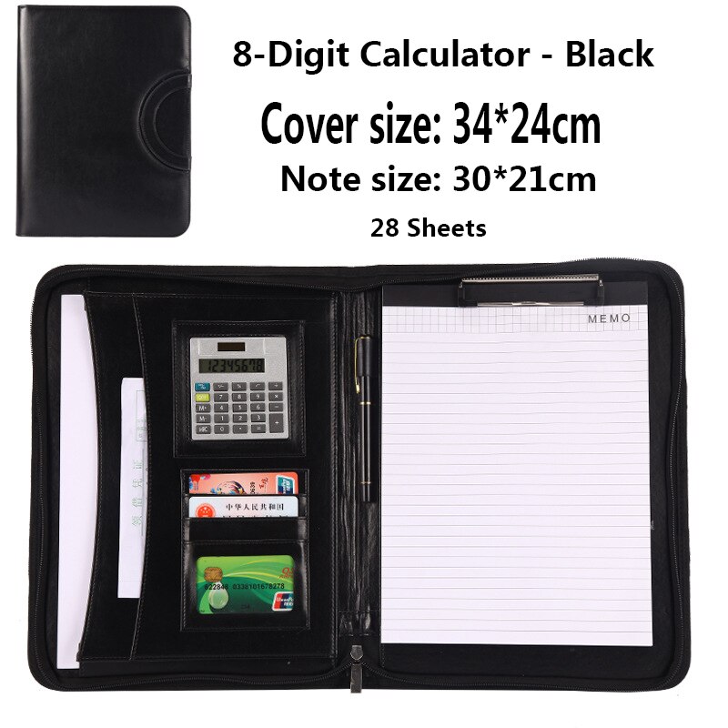 A4 multifunctional zipper file holder PU Leather Portable Manager folder Organizer Manager Clip Writing Pads Office Supplies