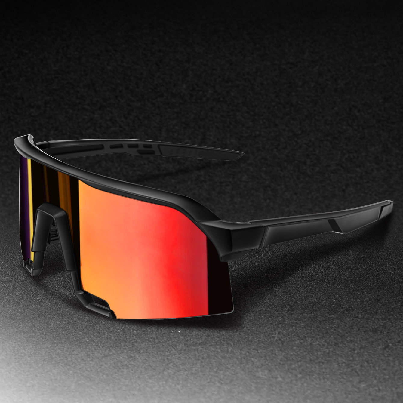 estilo, gafas de sol para deportes al aire libre, gafas de gran tamaño a prueba de viento para hombres y mujeres, ciclismo, bicicleta, carretera, senderismo, Camping: Rojo