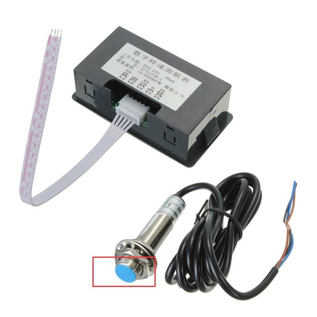 4 Digital LED Display Tachometer RPM Speed Meter High Precision Tachometer With Hall Proximity Switch Sensor NPN