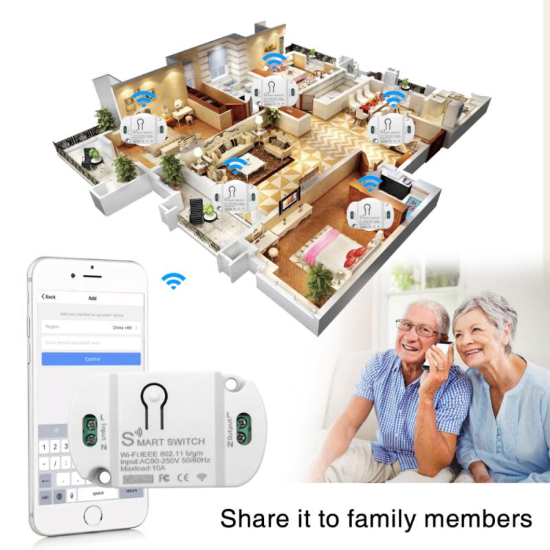 DIY Tuya APP 10A Wifi Smart Switch Timer Wireless Smart Switch Home Remote Voice Control Compatible With Alexa Google Home