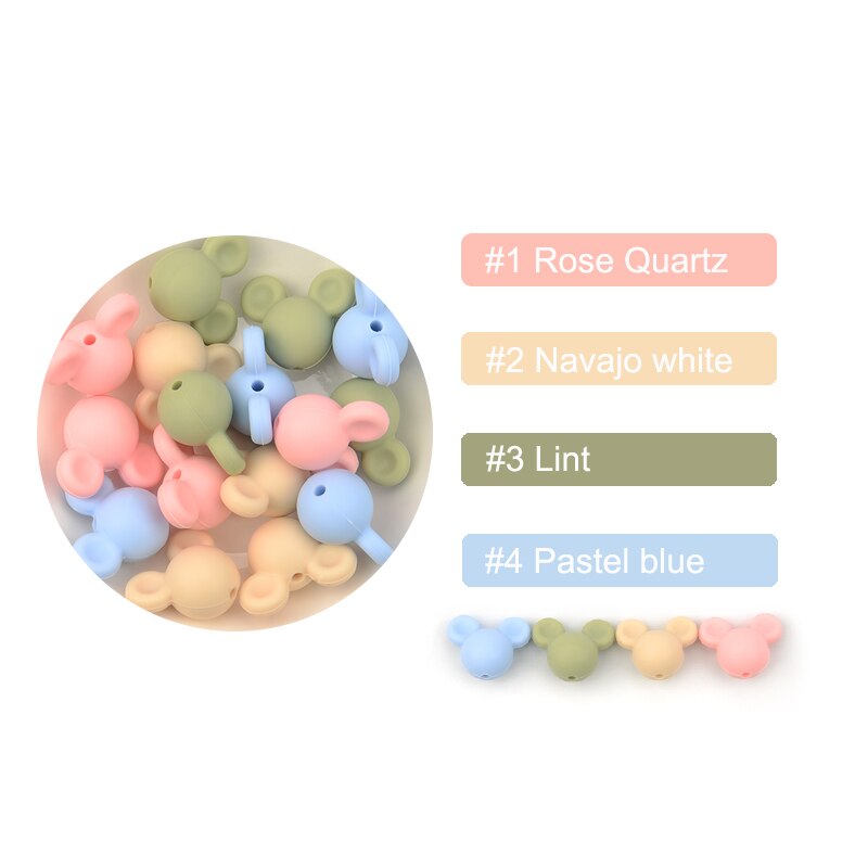 Anneau de Dentition en Silicone, Perles Souris, pour Bébé, Alimentaire, Coloré, Collier à Mâcher, Bracelet, Fabrication de Bijoux, 10 Pièces: set 13