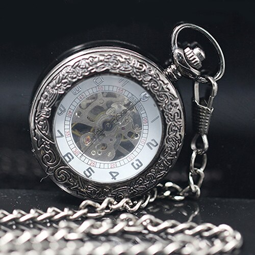 Unisex Vintage Arabische Cijfers Retro Stijl Bronzen Mechanische Pockets Horloge Romeinse Cijfers Quartz Ketting Zakken