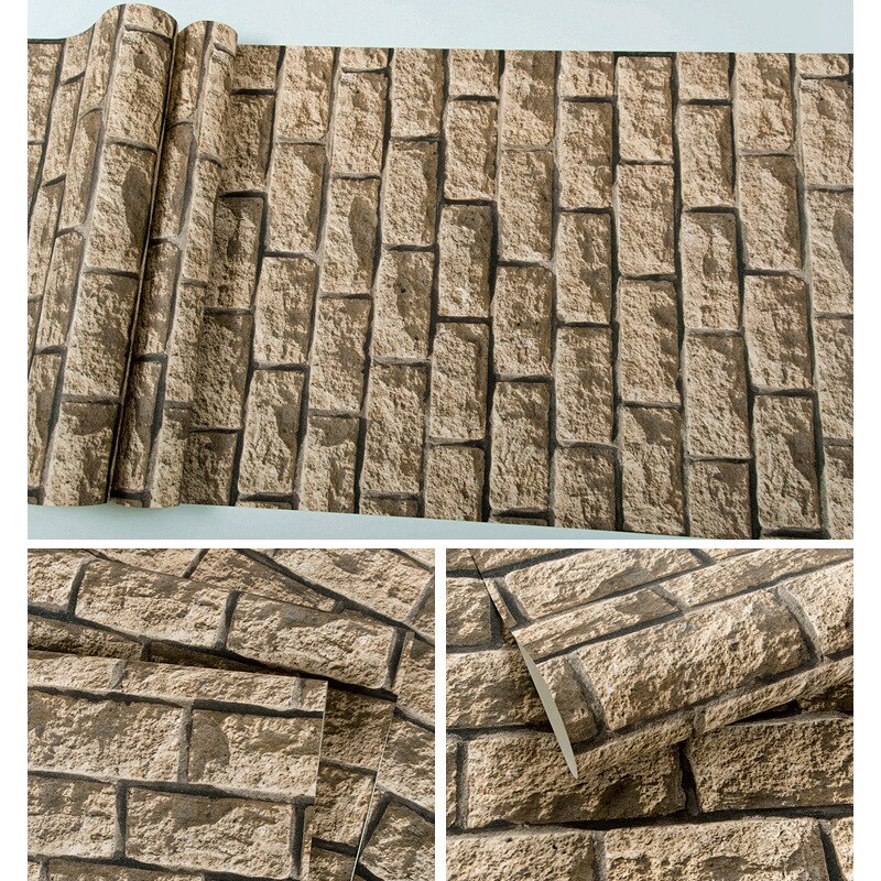 Brick Pattern Wallpaper Retro Nostalgic Simulation Stereo Marble Antique Brick Stone Bar Restaurant Background Wall Wallpaper: 28401