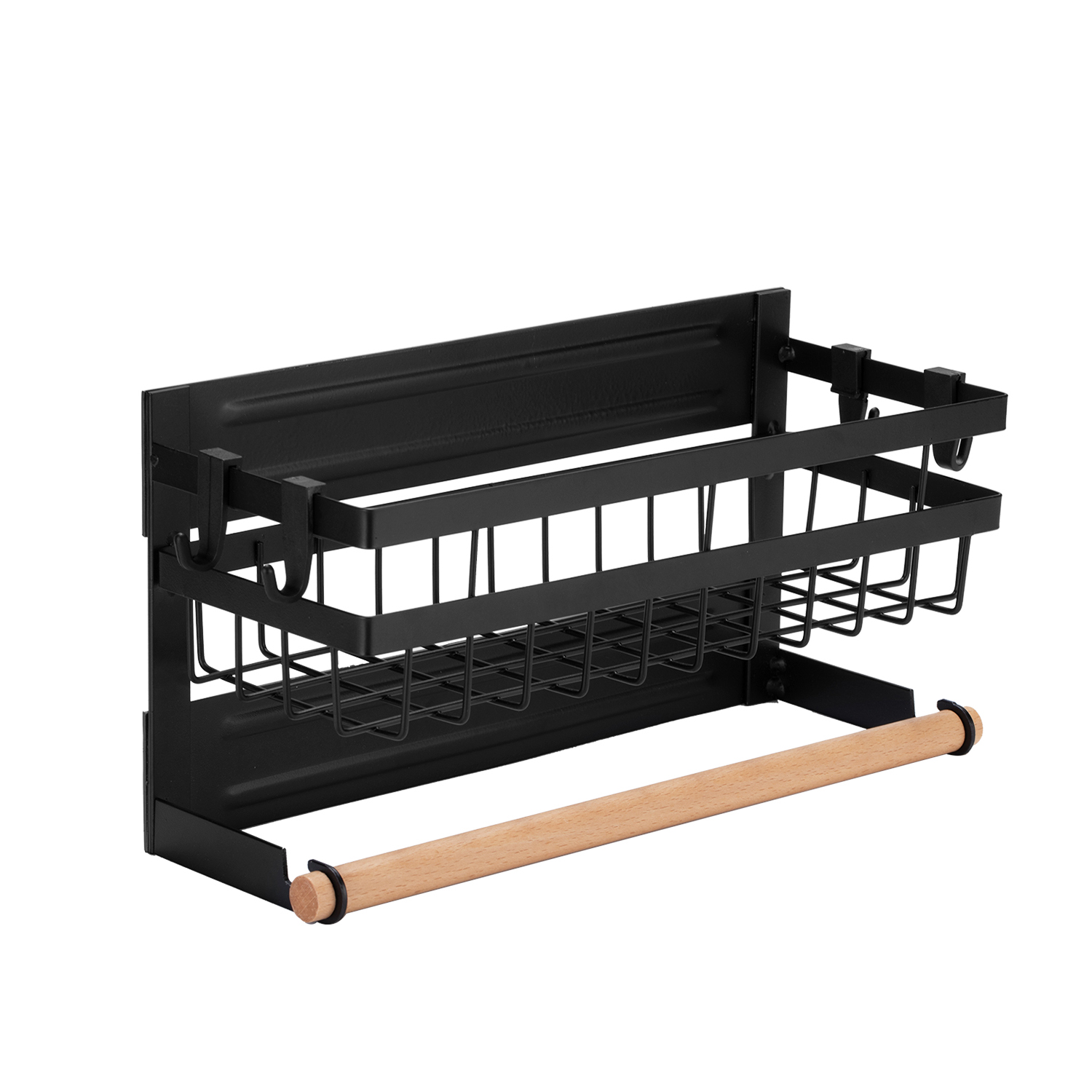 Portaspezie magnetico per frigorifero con gancio portasciugamani di carta portaspezie antiruggine scaffale multiuso frigorifero ripiano laterale: Default Title