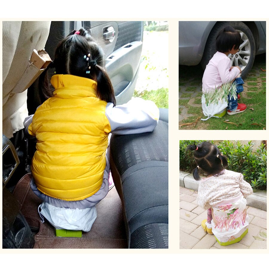Orinal plegable portátil plegable para niños y niñas, orinal plegable para niños y niñas, inodoro de viaje, entrenamiento, orinal de emergencia infantil con bolsas gratis