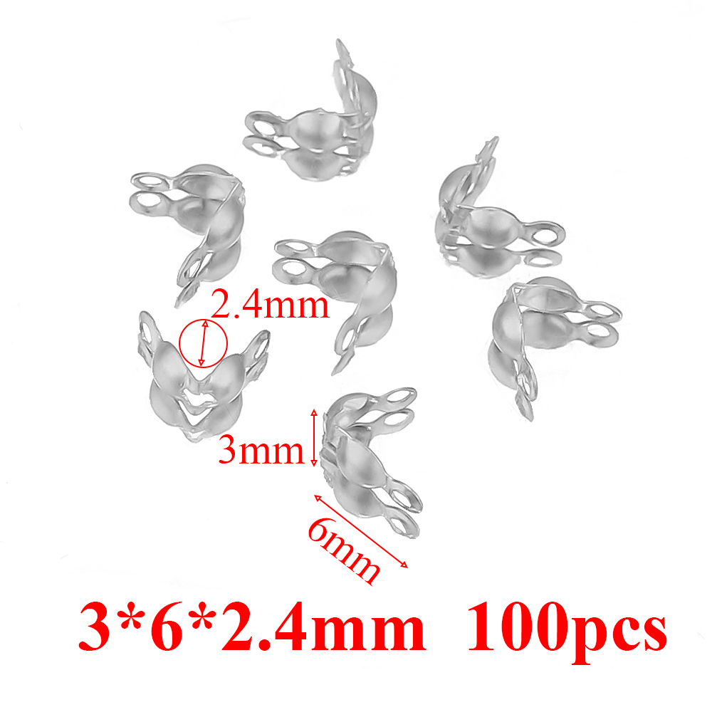 50–100 Stück Gold passend zu Edelstahl Kugelkette Calotte Crimps Perlen Verbinder Endverschlüsse für DIY Armbinde Halskette Herstellung: Marine