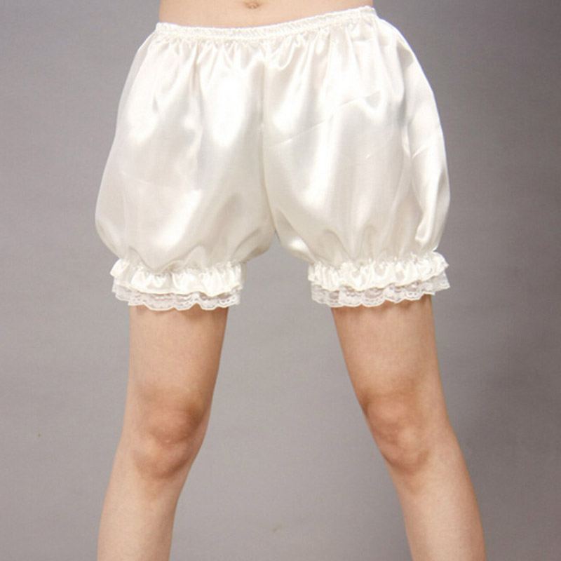 Drawers satin pumpkin pants petticoat small costume White ladies free size (white)