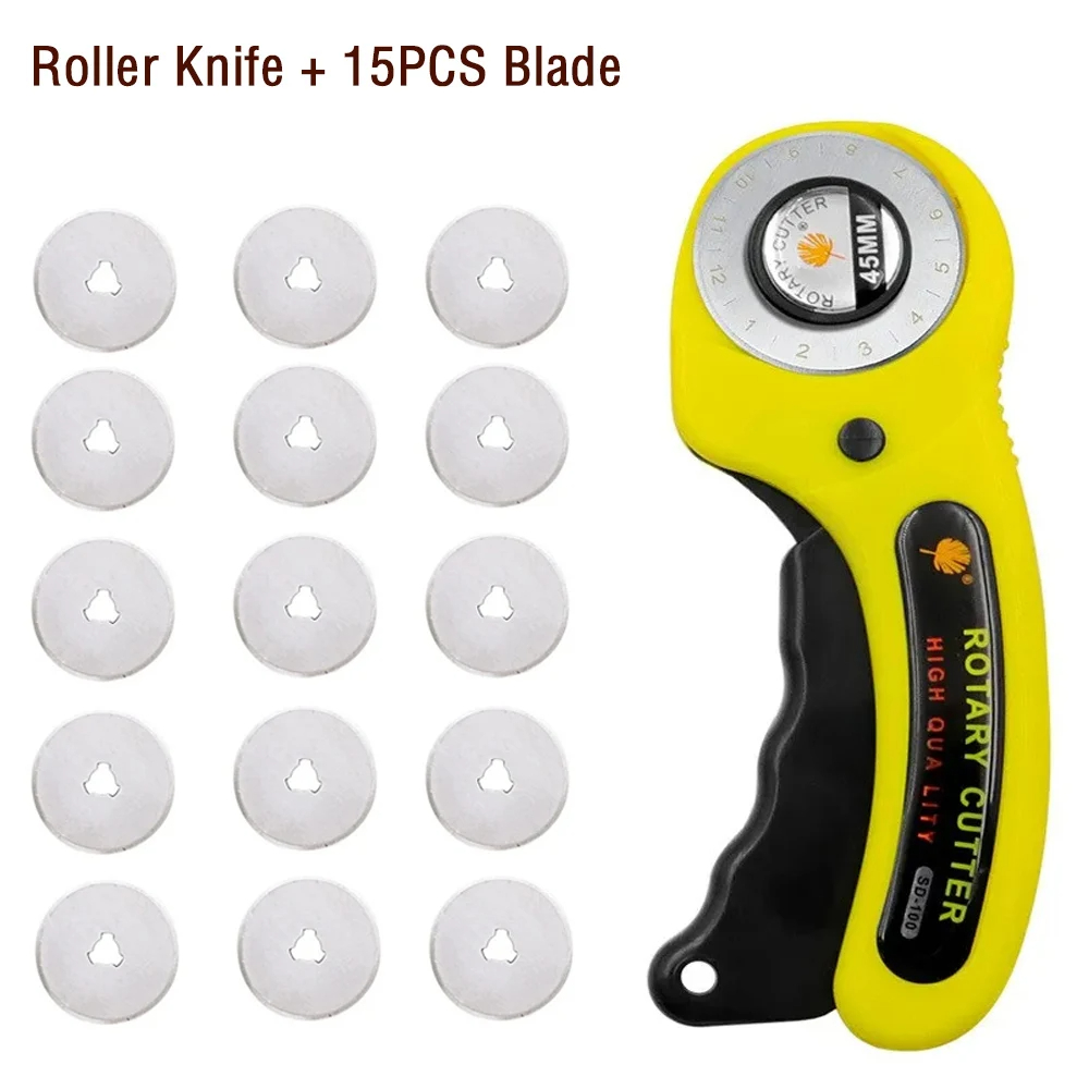 45mm Leather craft Rotary Cutter Leather Cutting Tool Leather Craft Fabric Circular Blade Knife DIY Patchwork Sewing Quilting: black