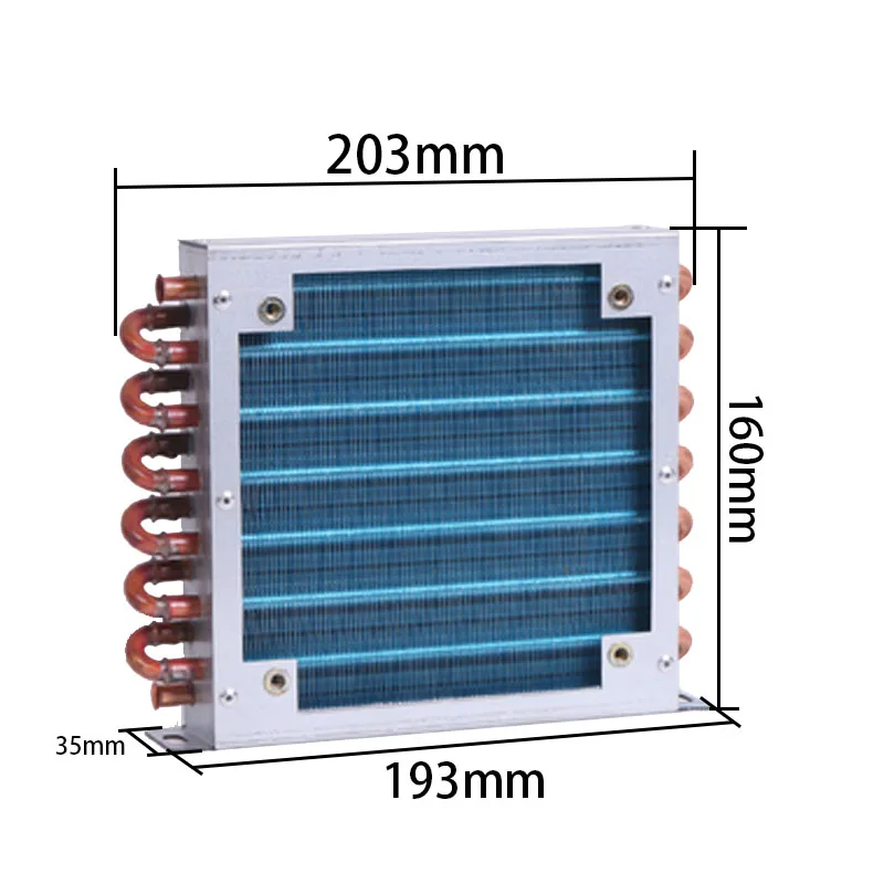 shell condensor radiator koelkast vriezer luchtgekoelde watergekoelde aluminium vin en koperen buis warmtewisselaar met ventilator Klein: Rood