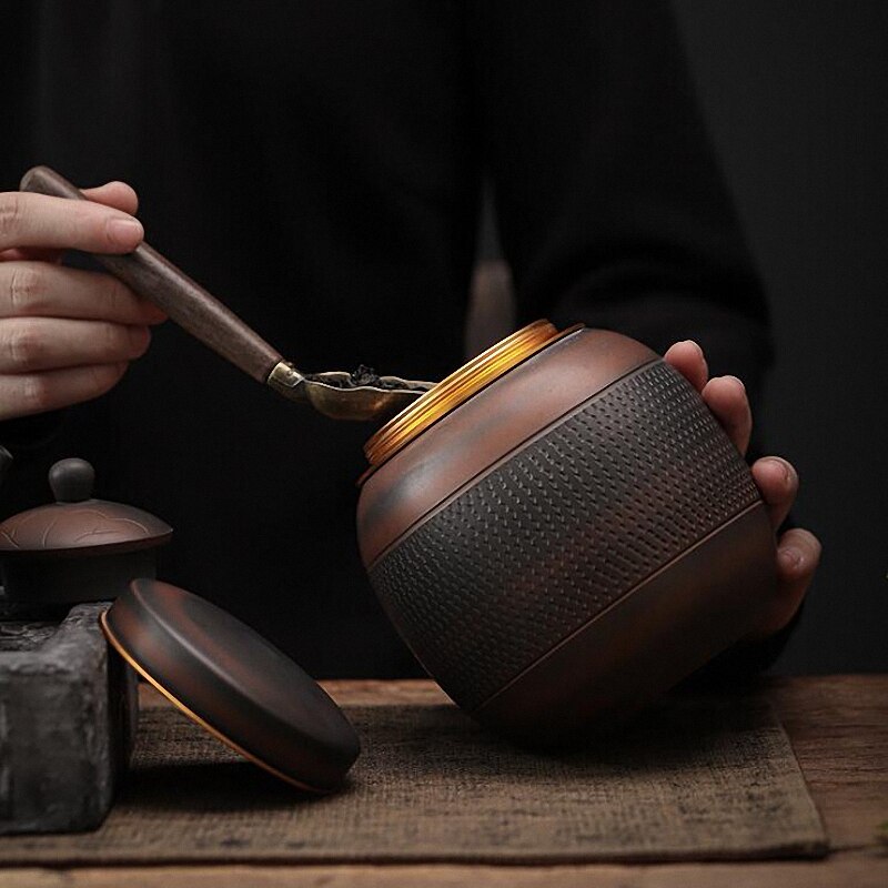 PINNY Purple Pottery Tea Jar Retro Ceramic Storage Containers Chinese Kung Fu Tea Accessories