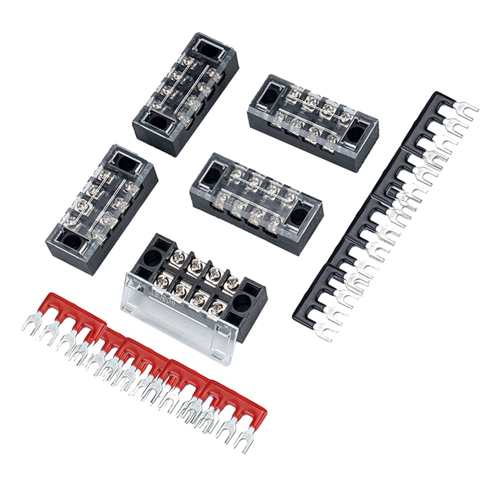 5pcs 4P Screw Barrier Terminal Block + 10pcs 4 Postions Terminal Barrier Strips