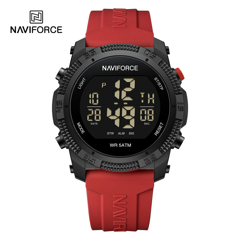 NAVIFORCE Brand Original Men Watch Water Resistant Personality Wristwatches Luxury Silicone Strap Electronic Clock: Coffee