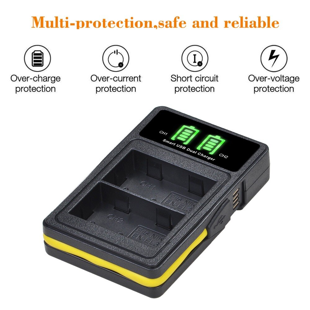EN EL3e batteria EN-EL3e + caricatore incorporato USB e type-c per Nikon D80 D700 D90 D300S D200 D70 D50 D100 D300 DSLR