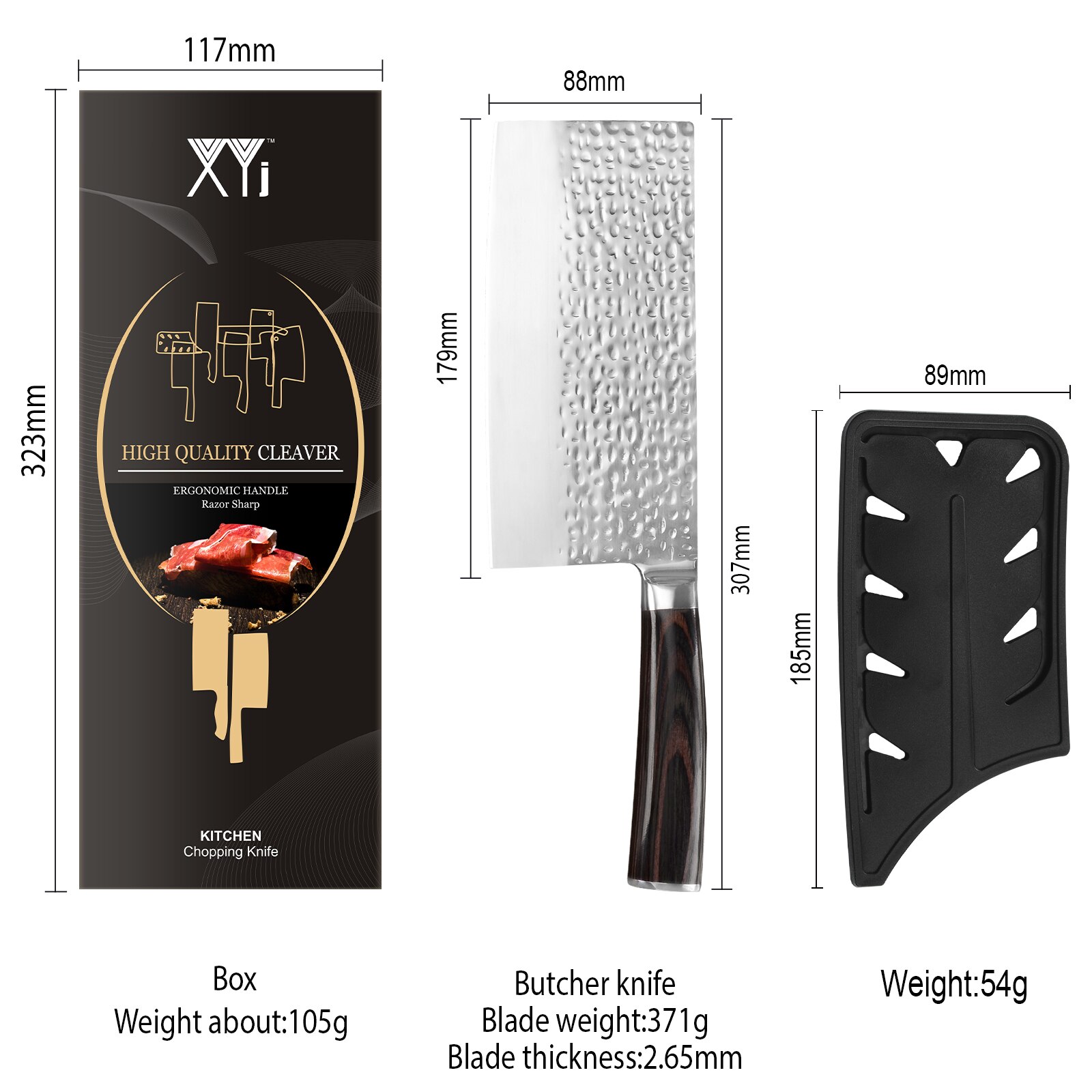 Handmade Chinese Kitchen Knife Stainless Steel 7 Inch Cleaver Vegetable Meat Knives Tool Chef Cooking Knife With Cover Set